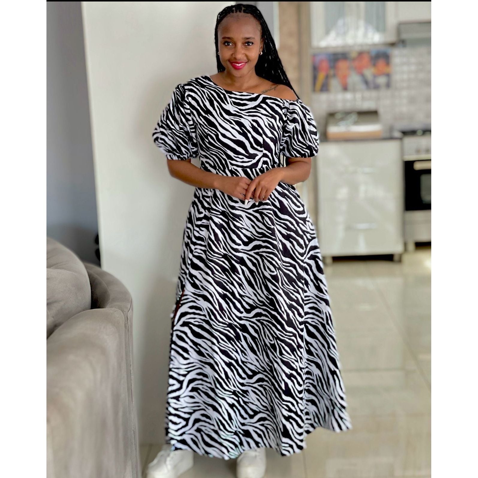 Sexy Zebra Printed Maxi Dress
