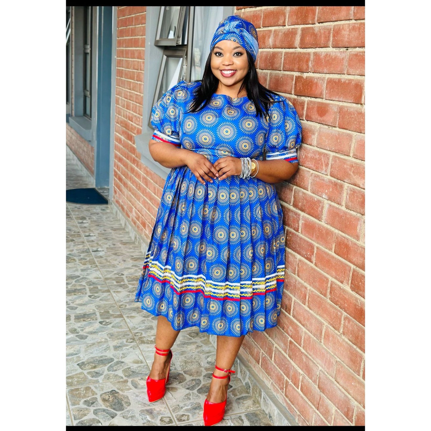 Short Sleeve Round Neck Ankara Dress