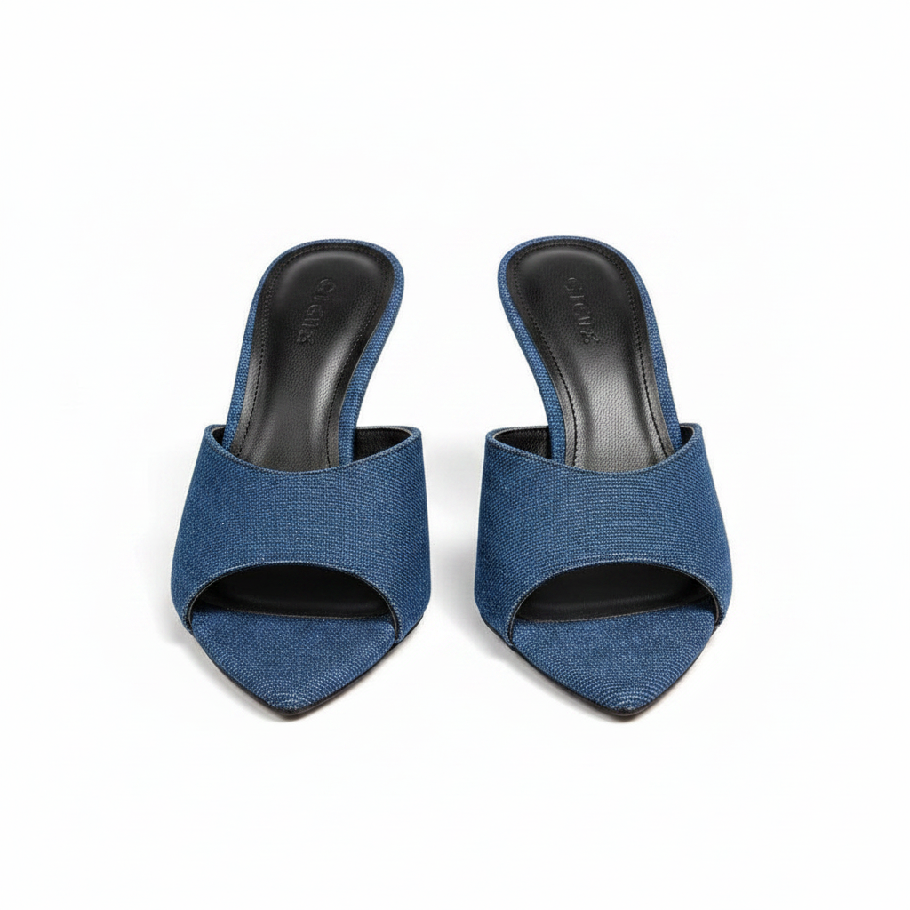Denim Open Toe High Heel