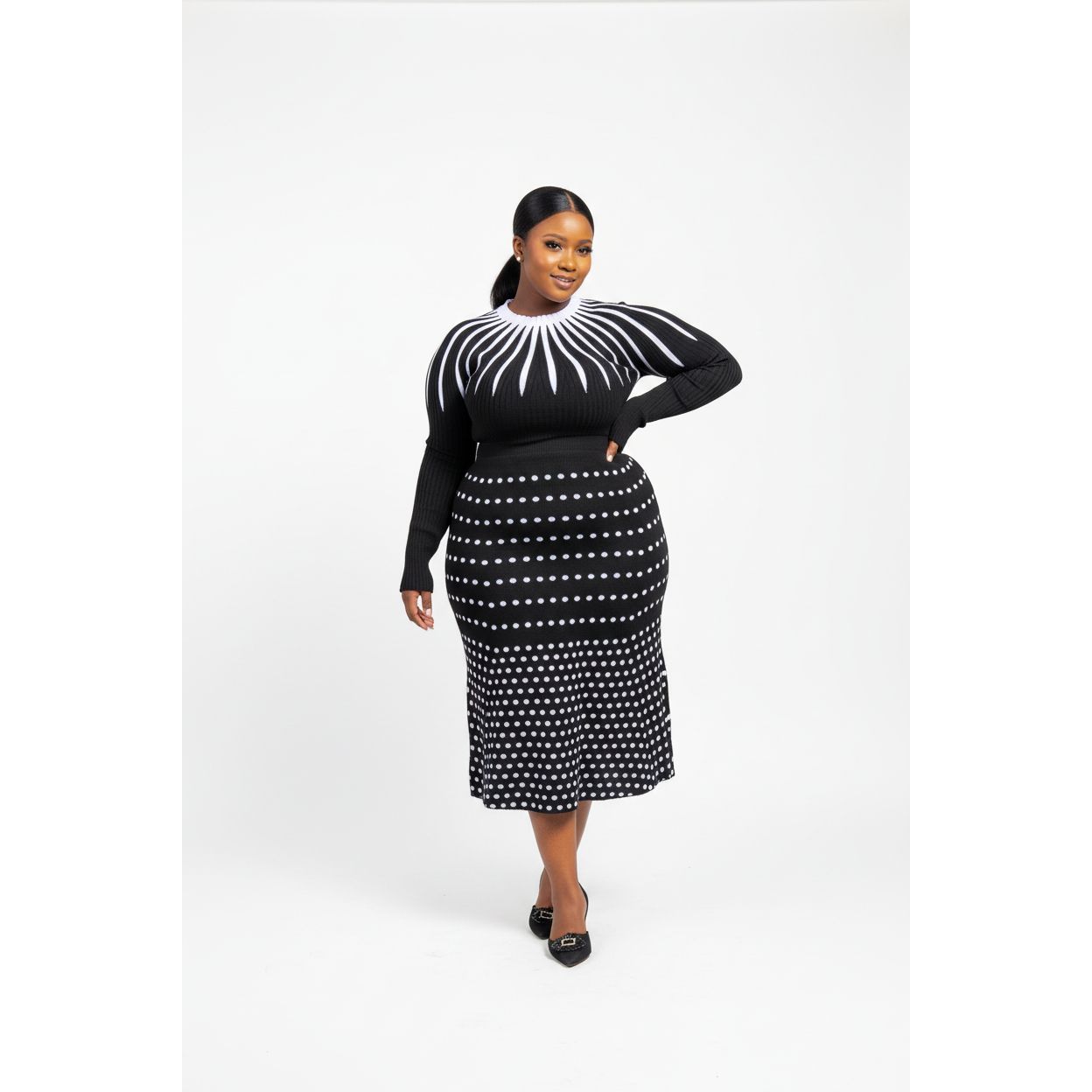 Vintage Knitted Top and Skirt Set