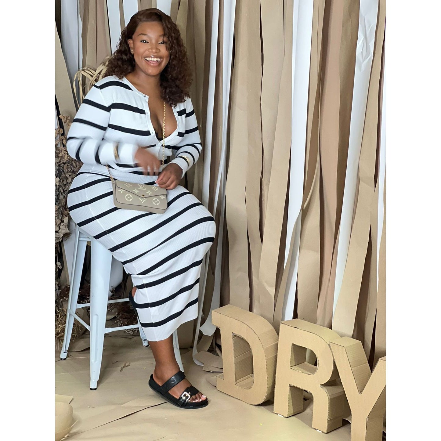 Striped Knitted 2 Piece Set