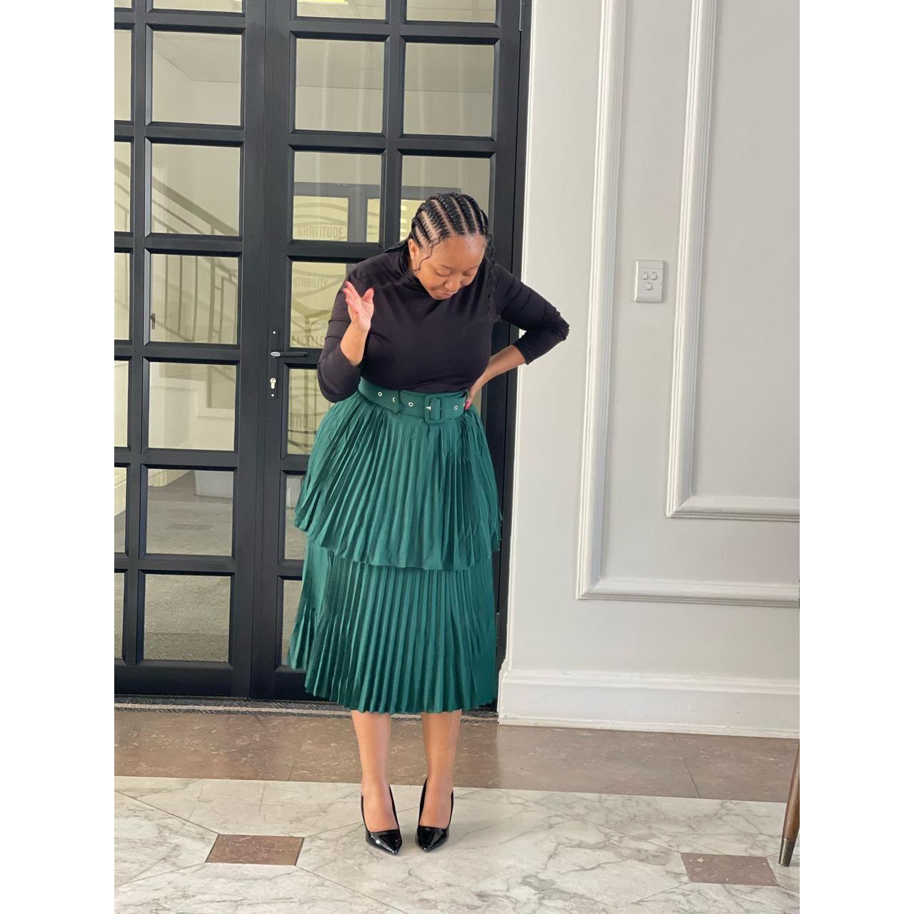 Vintage Pleated Patchwork Skirt