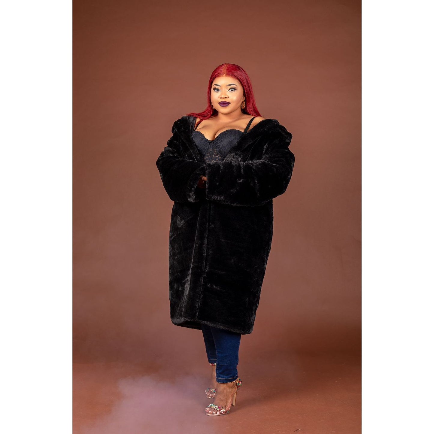 Faux Fur Hooded Coat
