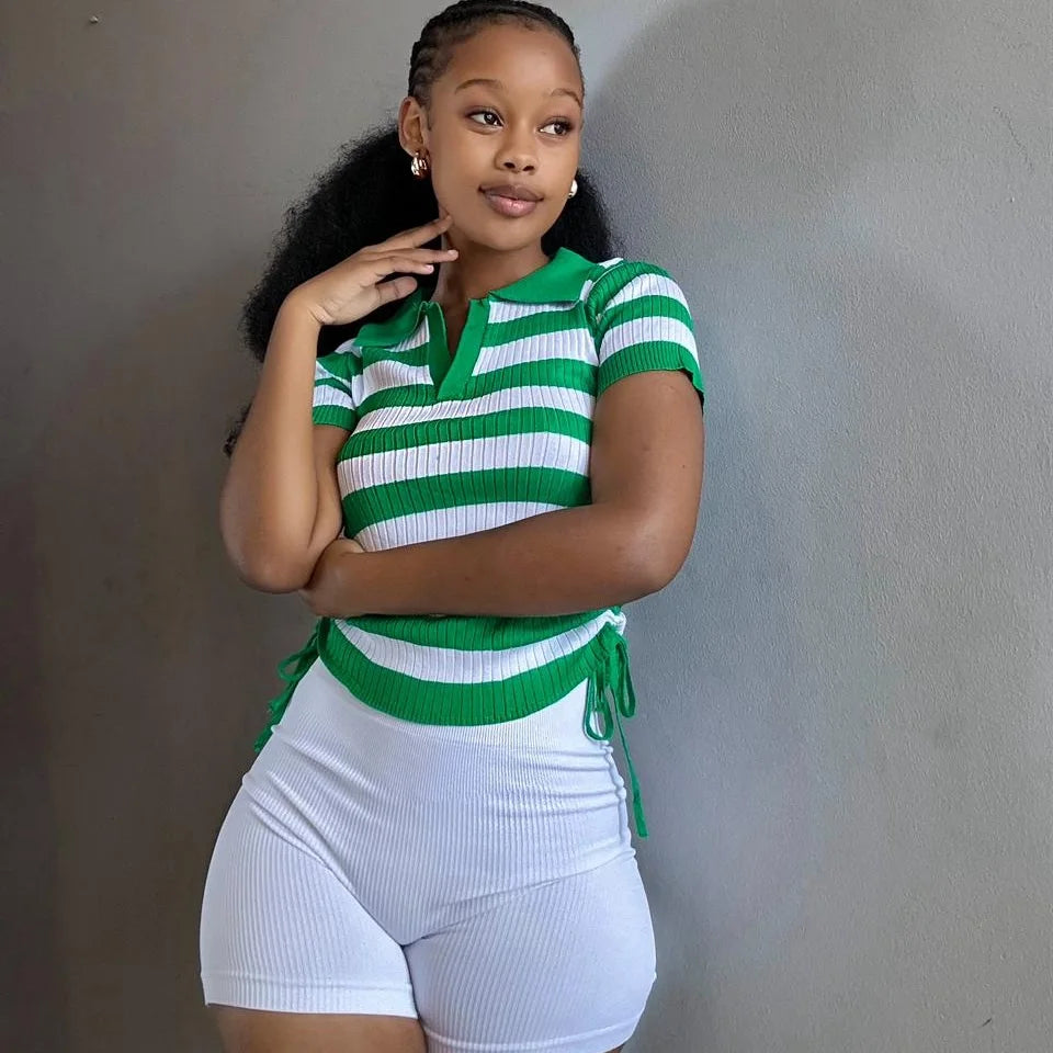 Sexy Striped Short Sleeve Top