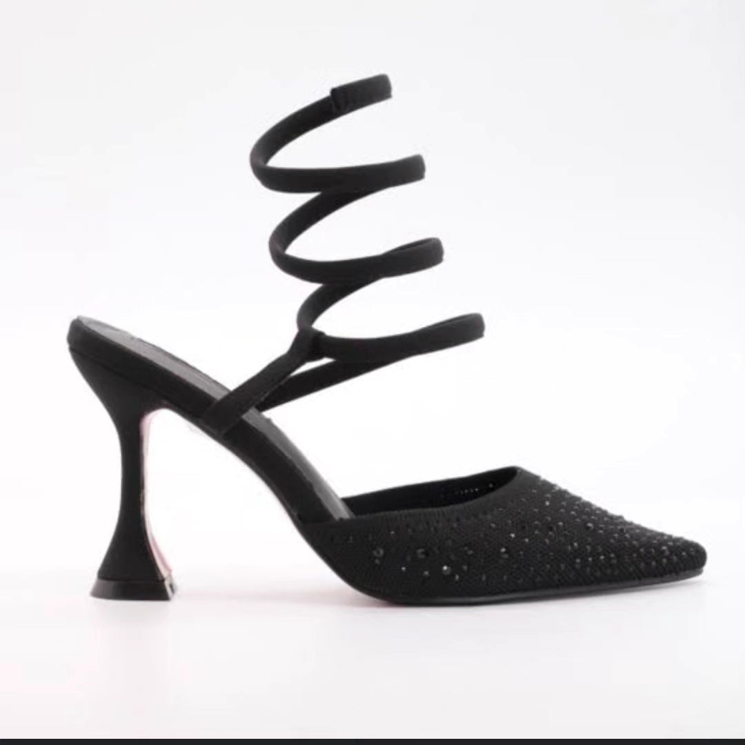 Rhinestone Pointed Toe Heel Sandals