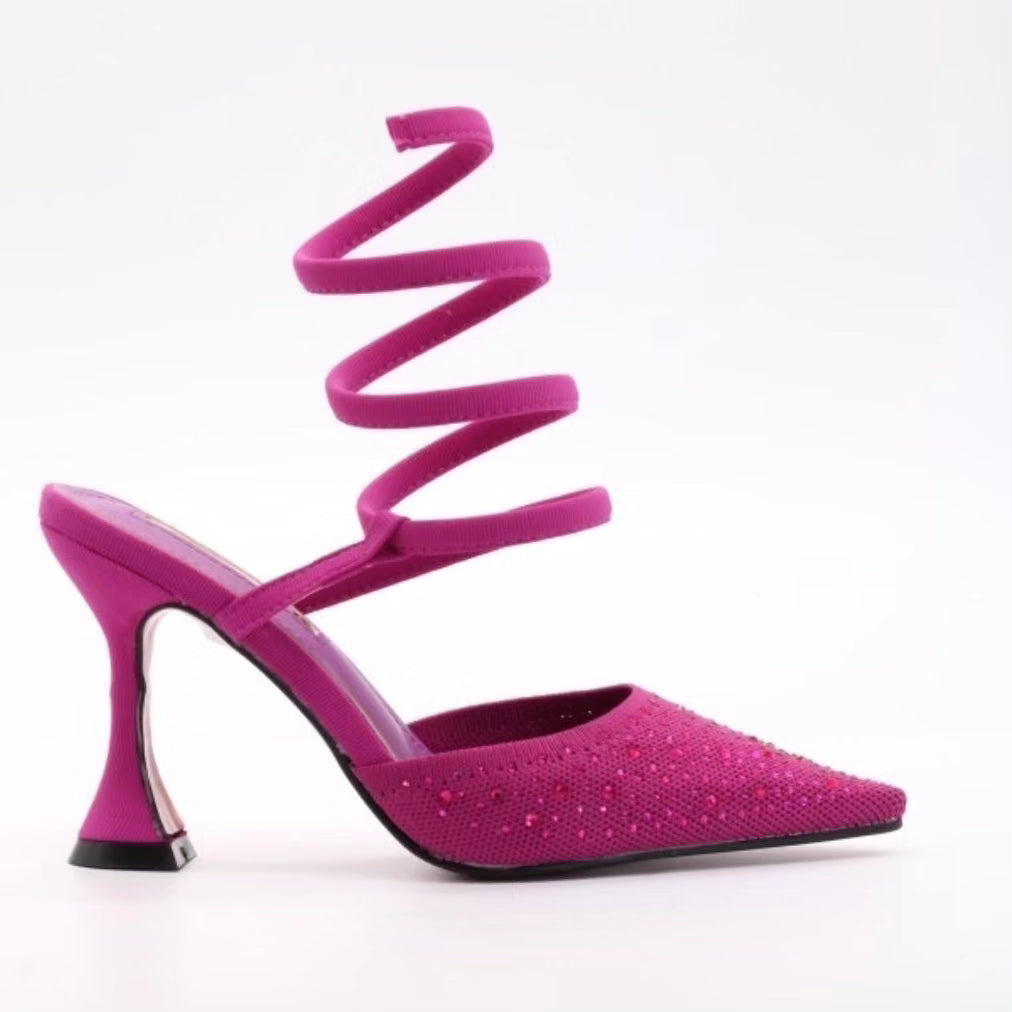 Rhinestone Pointed Toe Heel Sandals