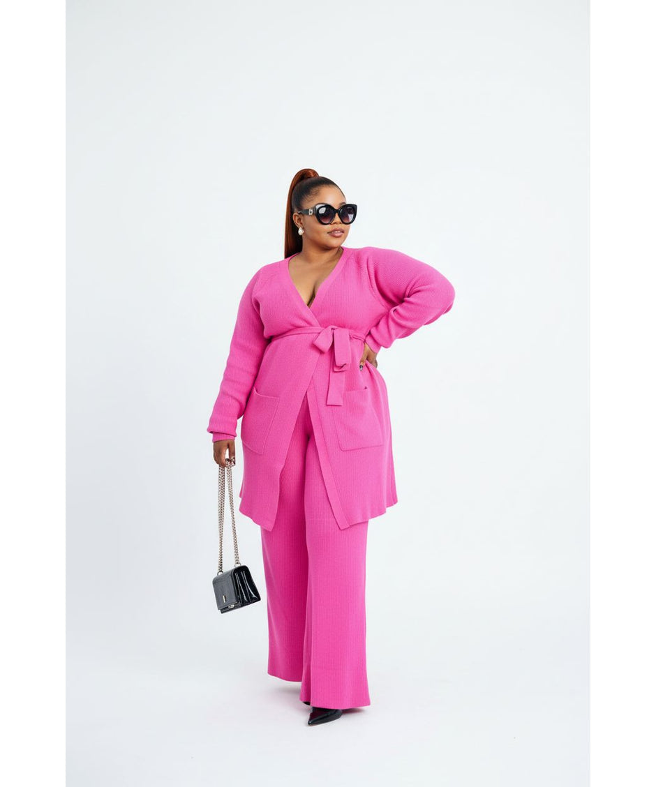 Sexy Knitted Crop Top and Pant Set
