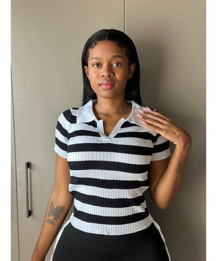 Sexy Striped Short Sleeve Top