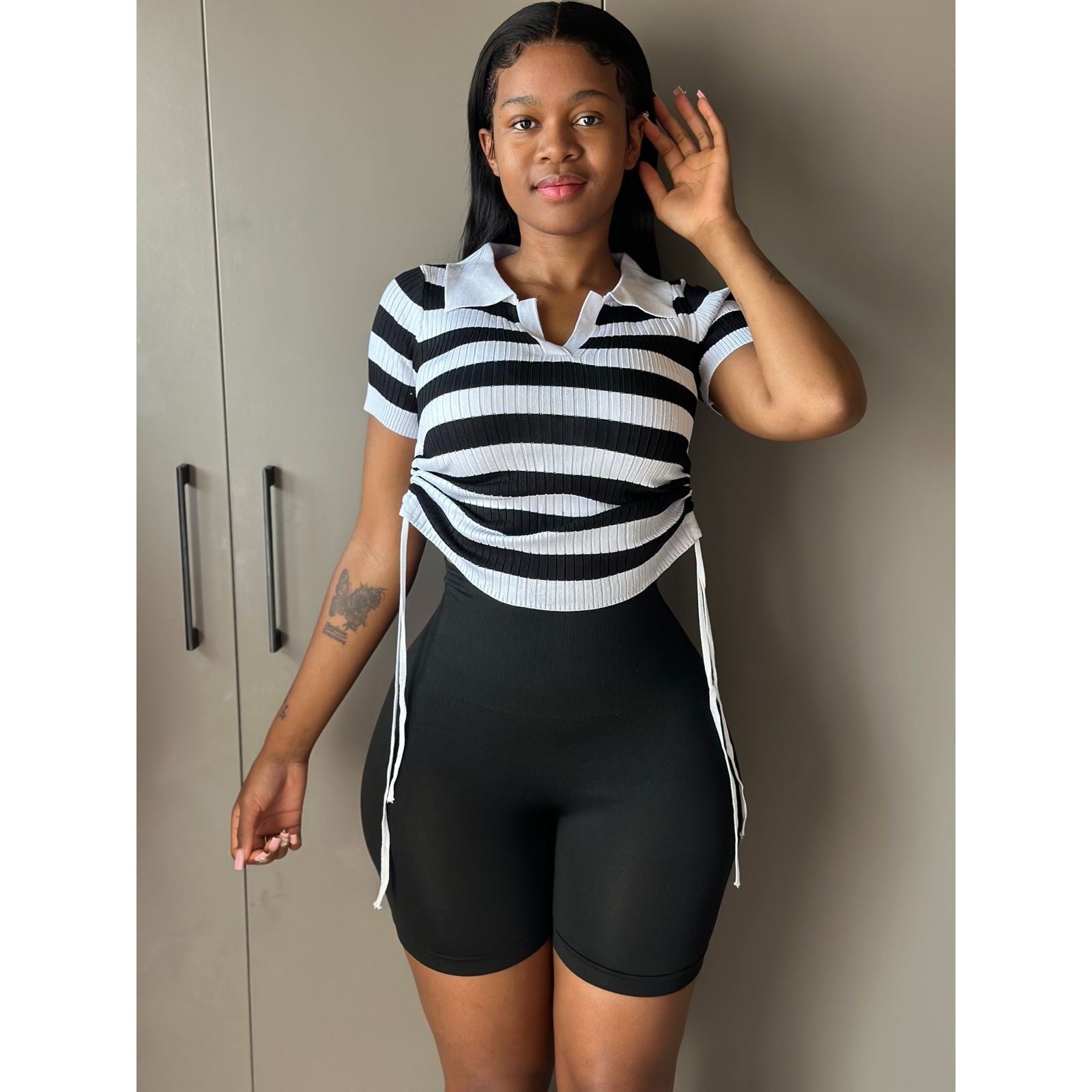 Sexy Striped Short Sleeve Top