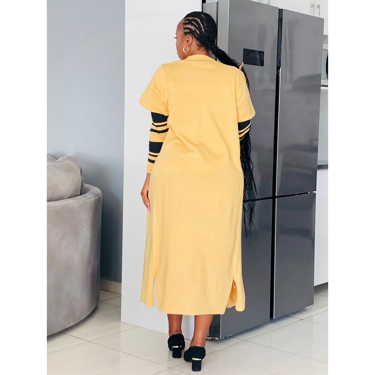 Vintage Striped Dress and Cover Set