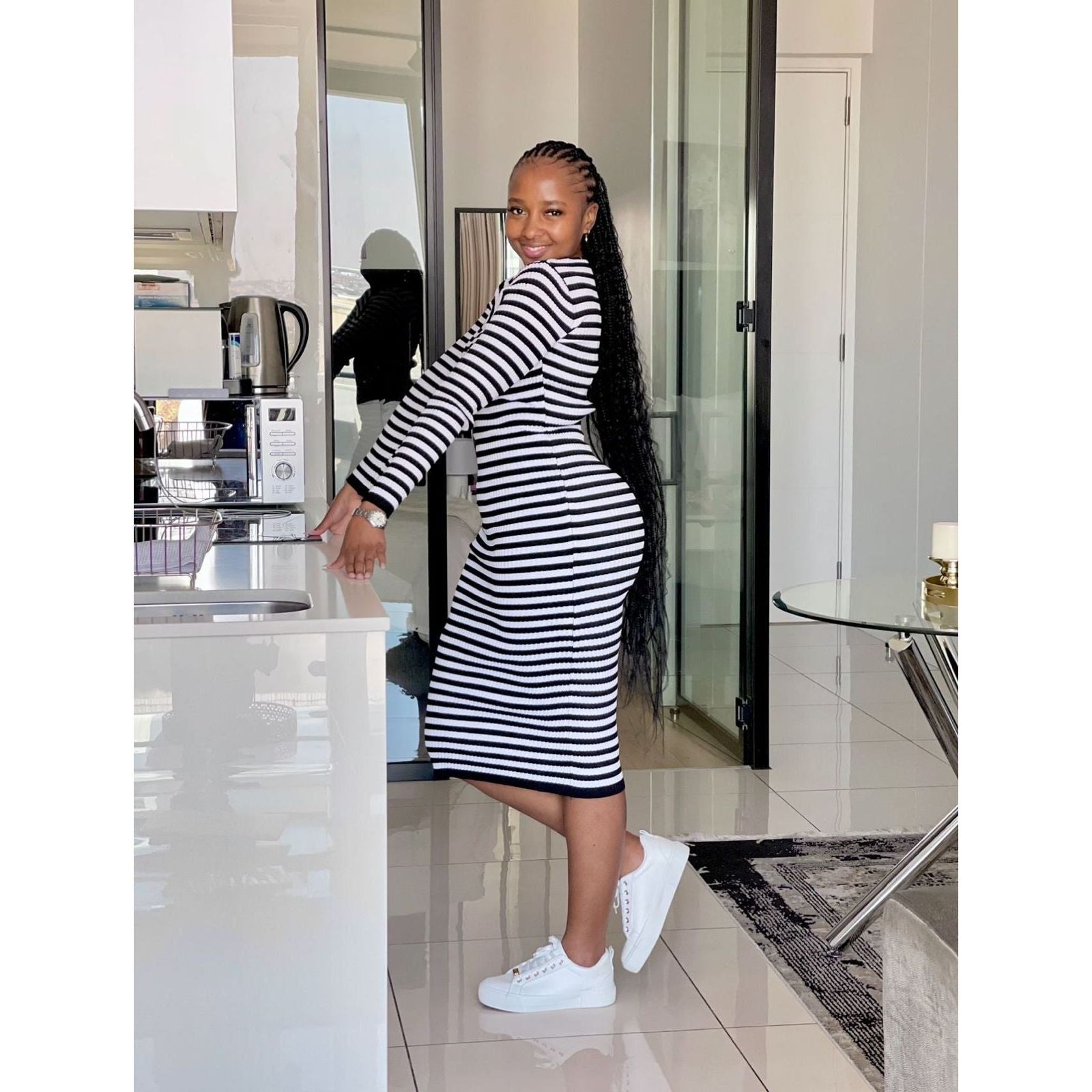 Round Neck Long Sleeve Dress