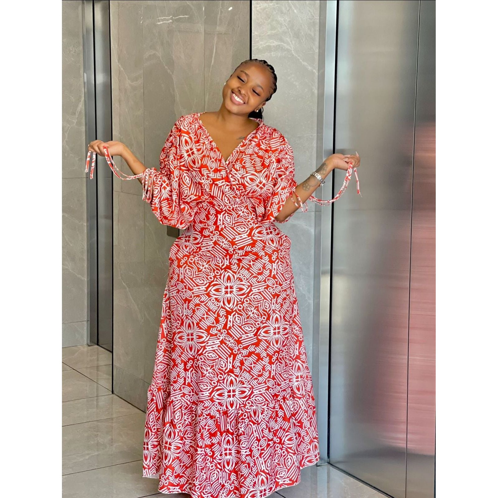 Long Sleeve V-Neck Maxi Dress