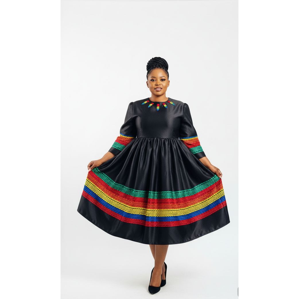 Short Sleeve Round Neck Ankara Dress