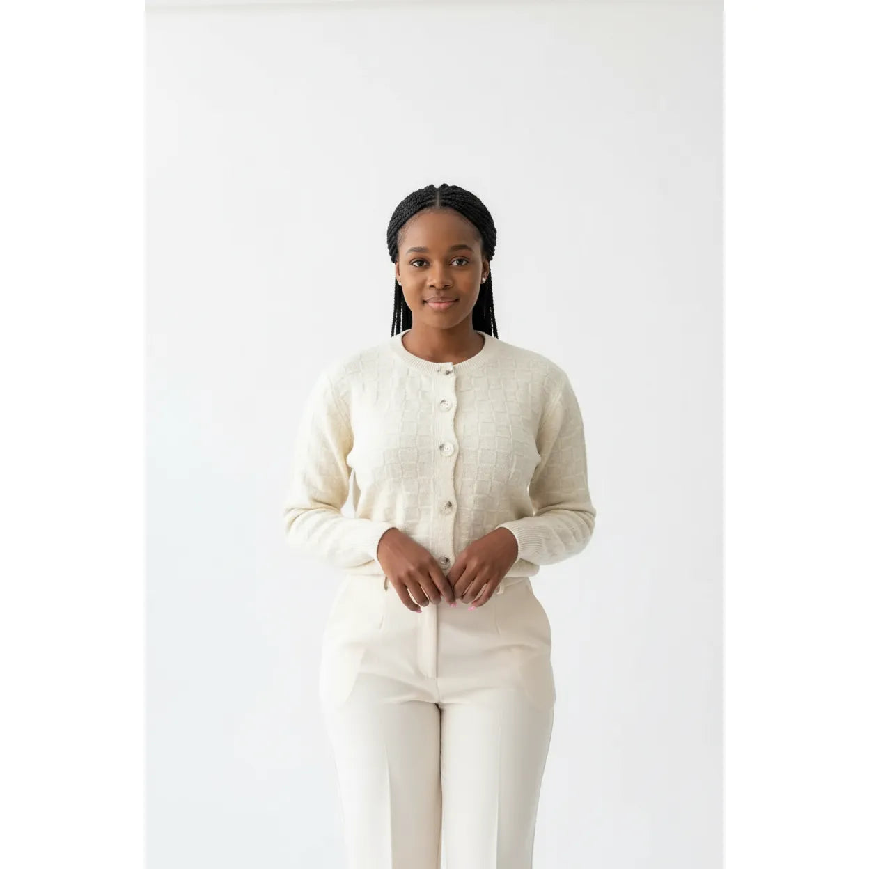 Buttoned Knitted Long Sleeve Top
