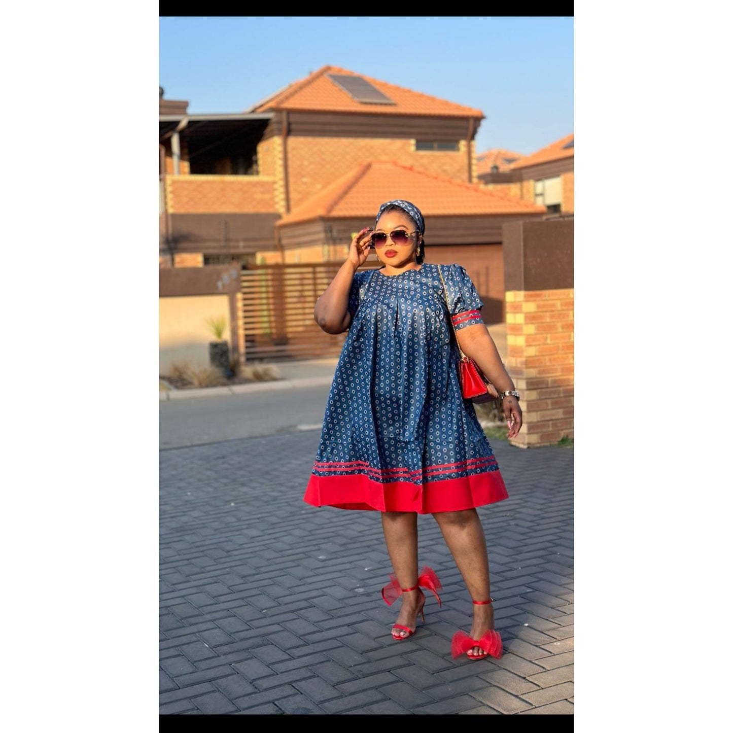 Short Sleeve Bubble Ankara Dress