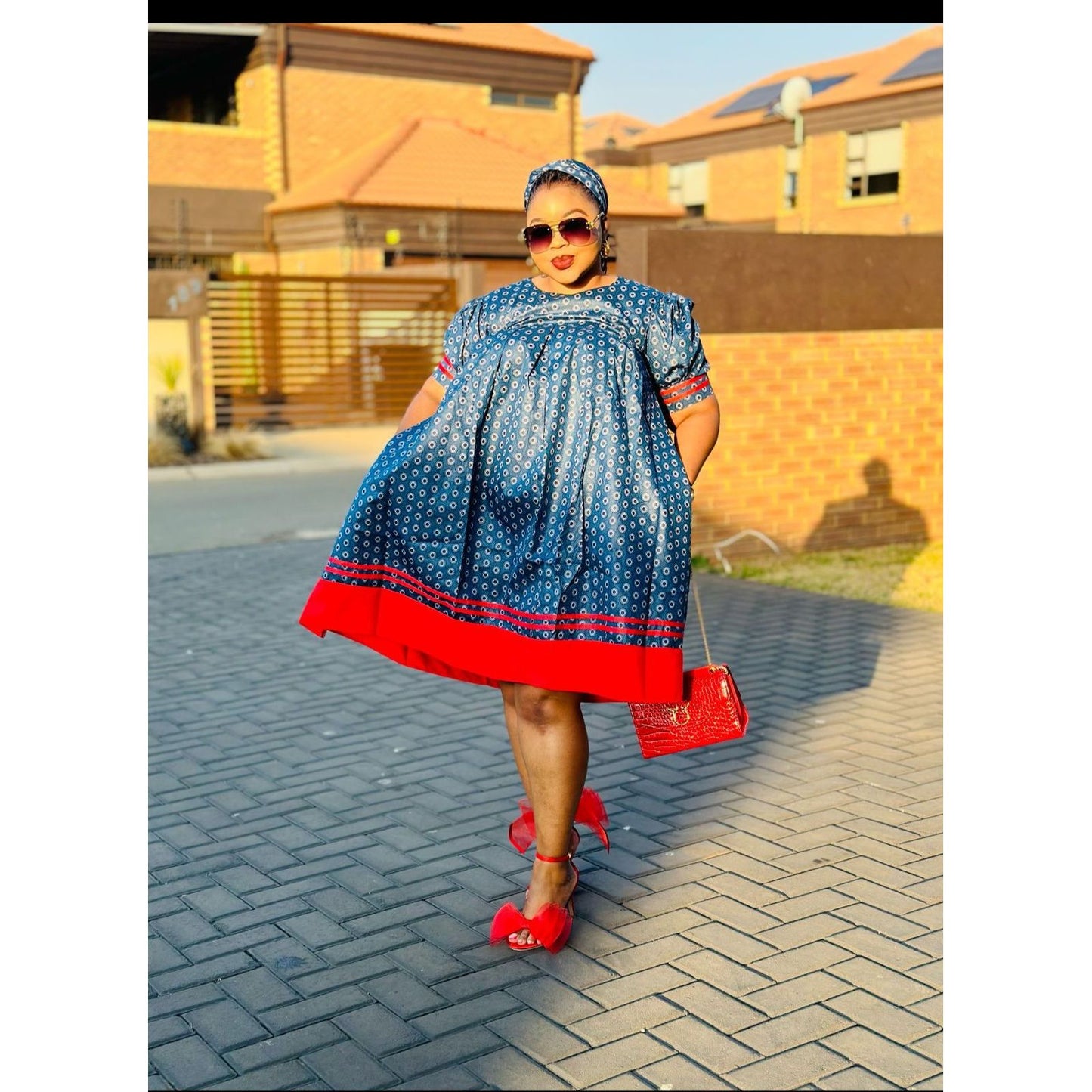 Short Sleeve Bubble Ankara Dress