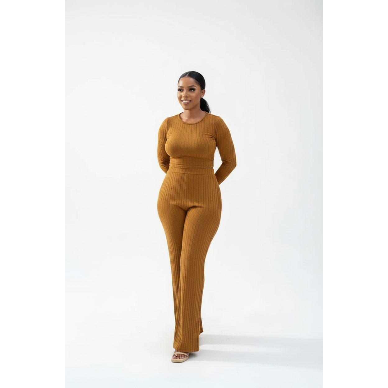 Sexy Knitted Crop Top & Pant Set