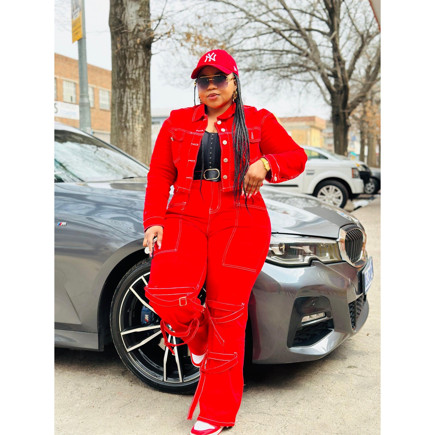 Buttoned Solid Color Top & Pant Set