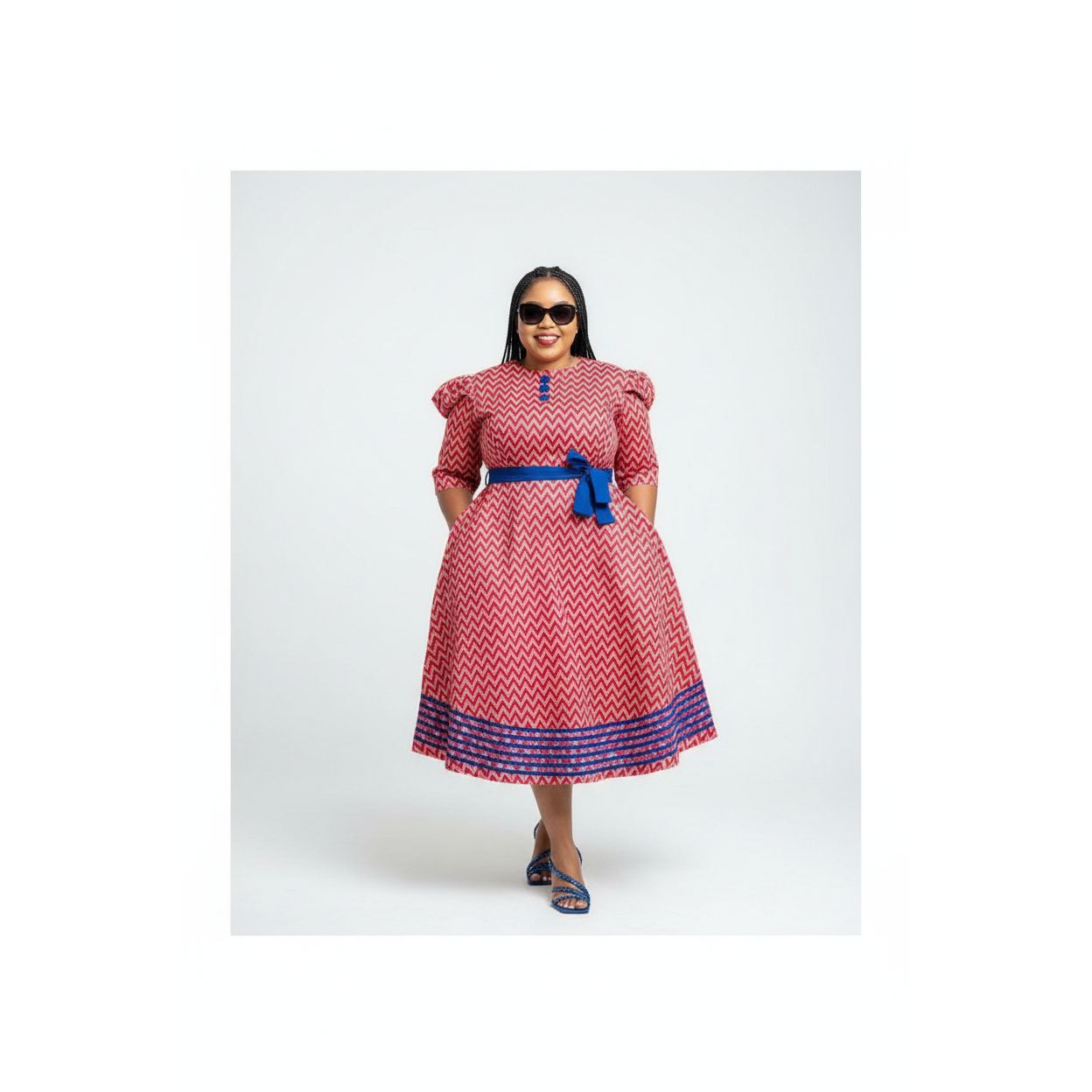 Short Sleeve Midi Ankara Dress