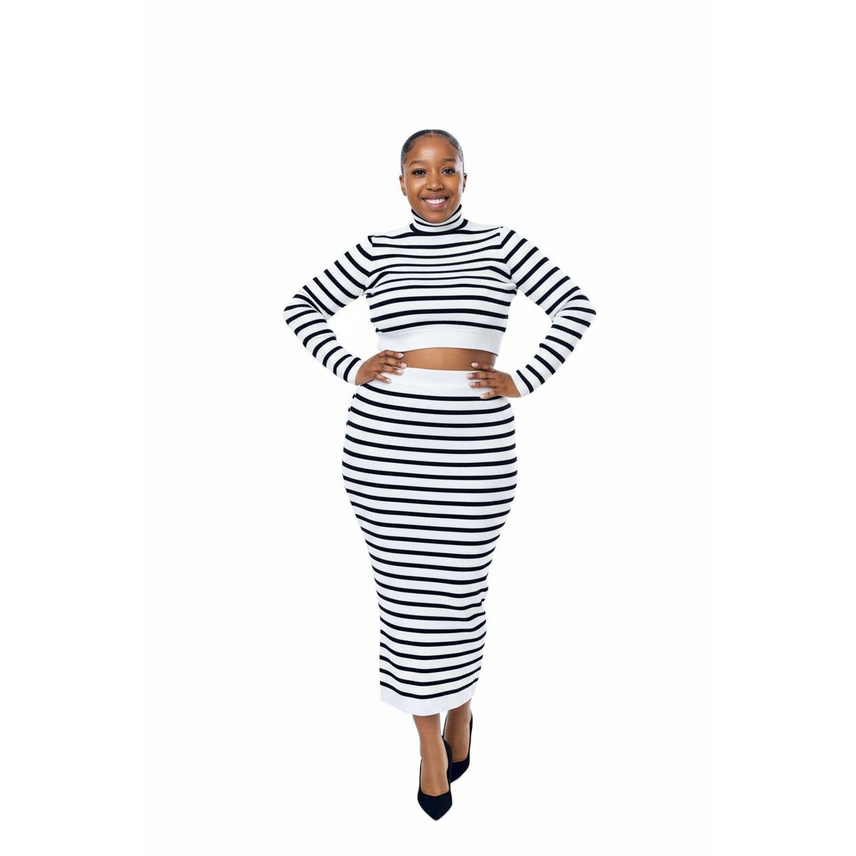 Striped Crop Top & Skirt Set