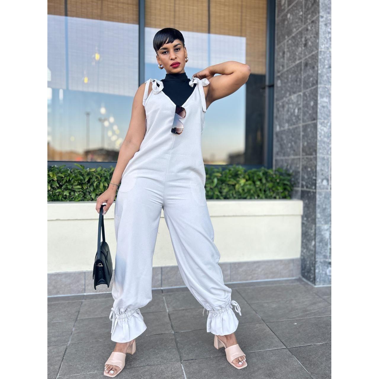 Loose Cold Shoulder V-Neck Jumpsuits