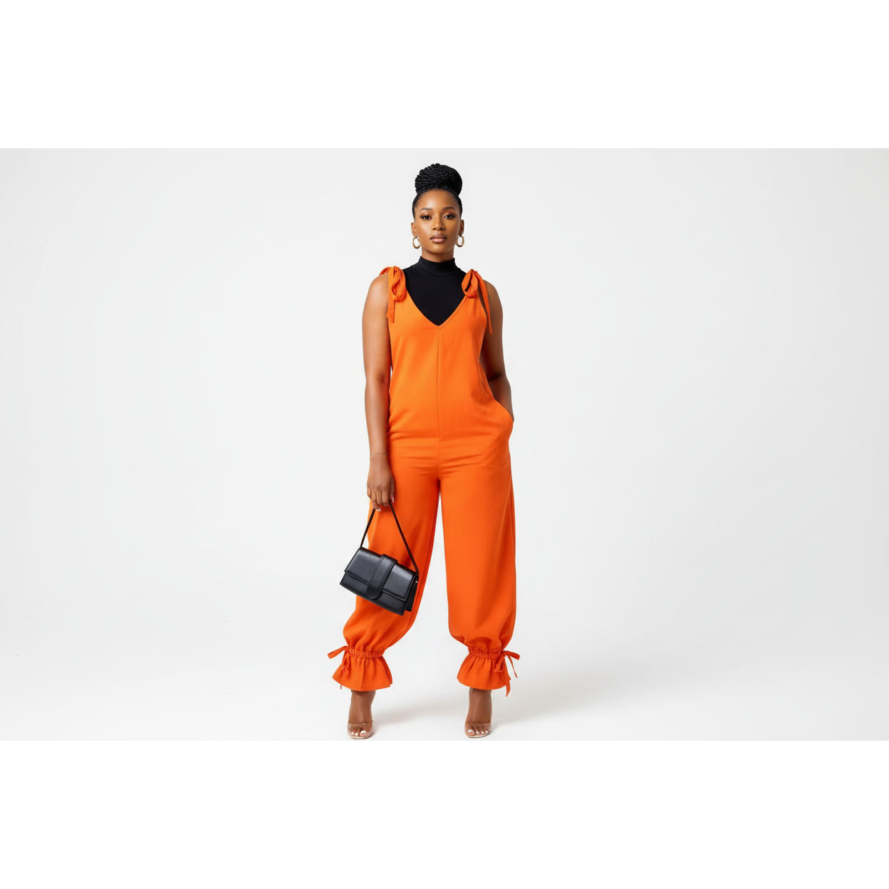Loose Cold Shoulder V-Neck Jumpsuits