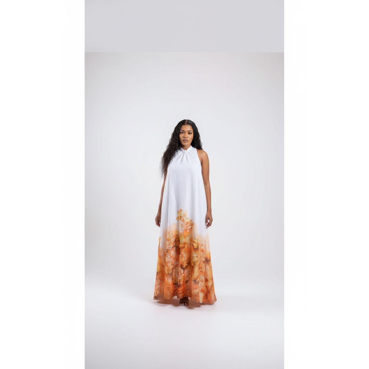 Round Neck Floral Maxi Dress