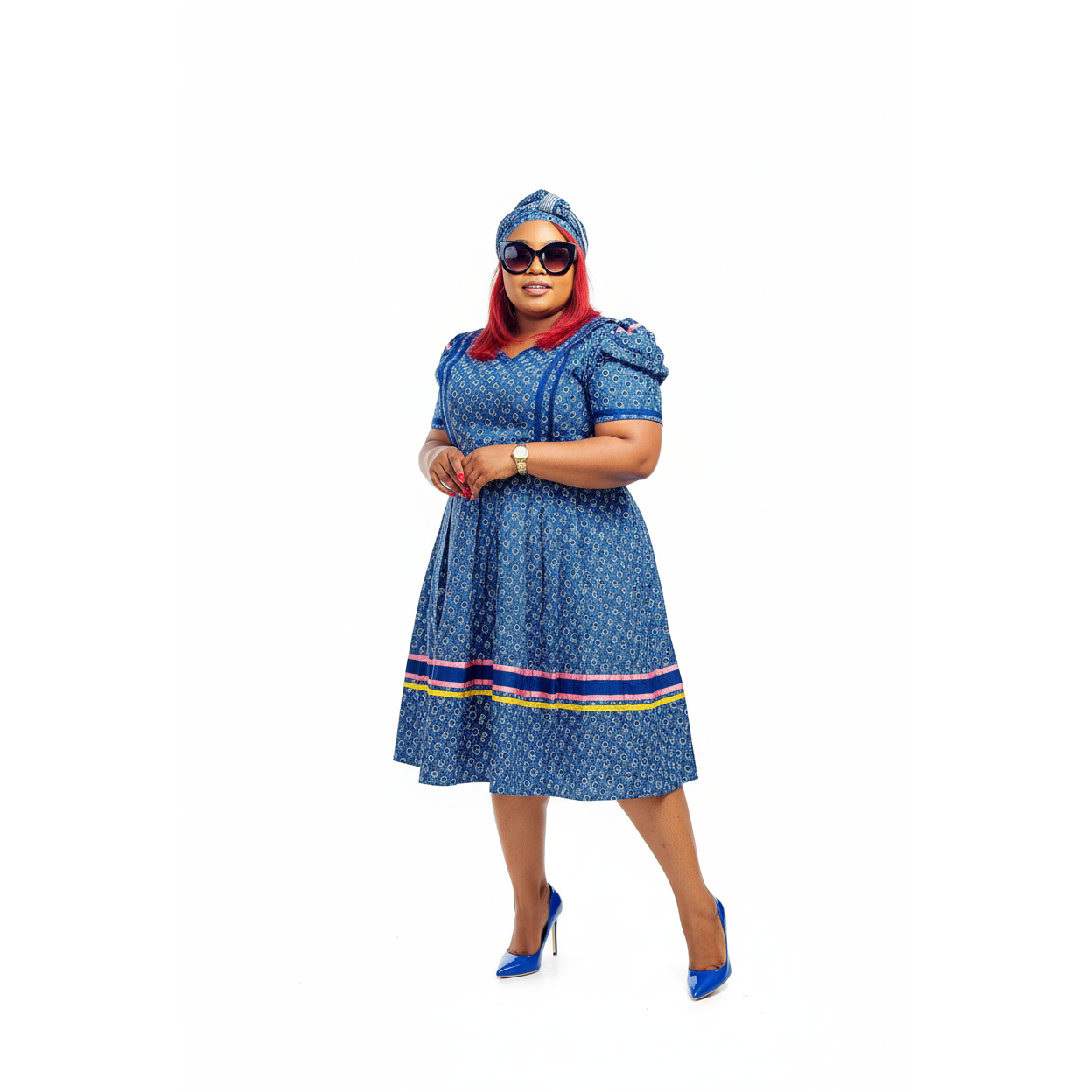 Round Neck with a V-drop Traditional Dress