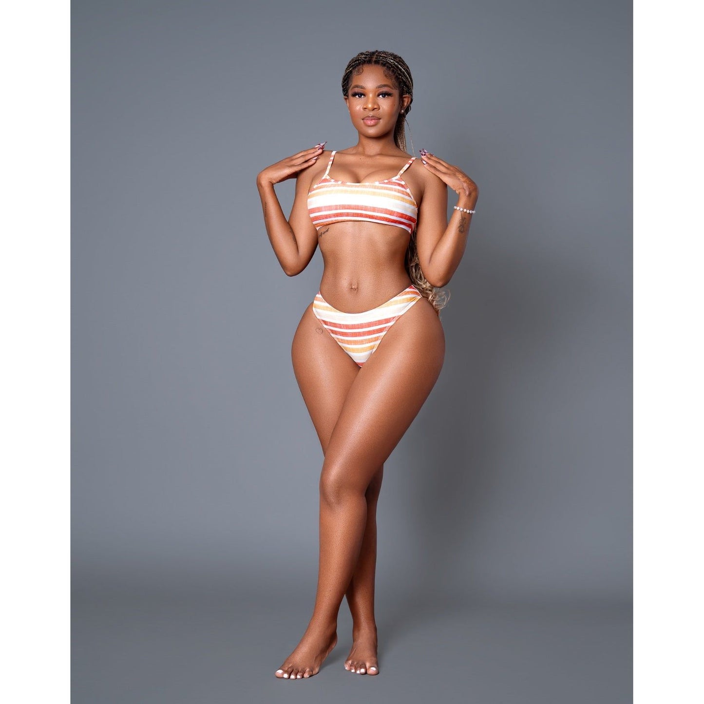 Printed Stripe Sexy Bikini set.
