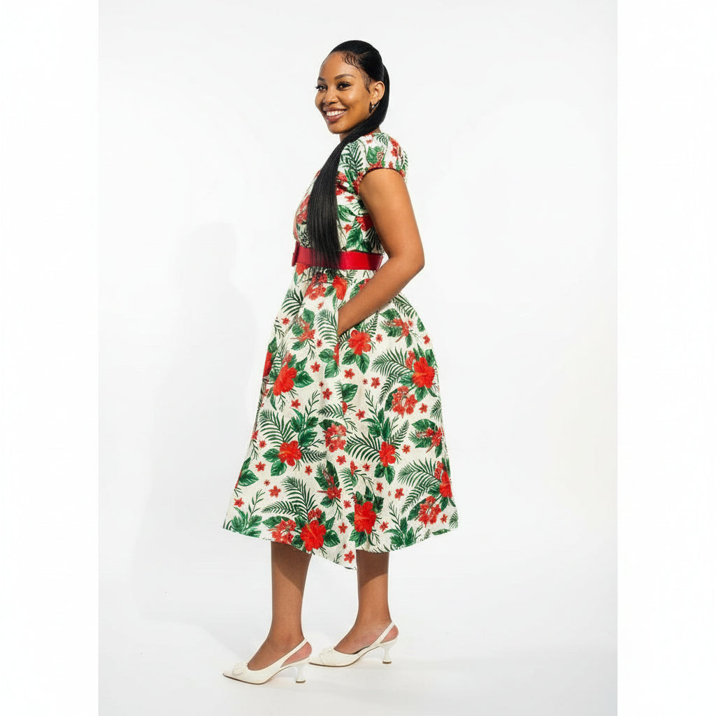 Elegant African Rockabilly Ankara Dress.