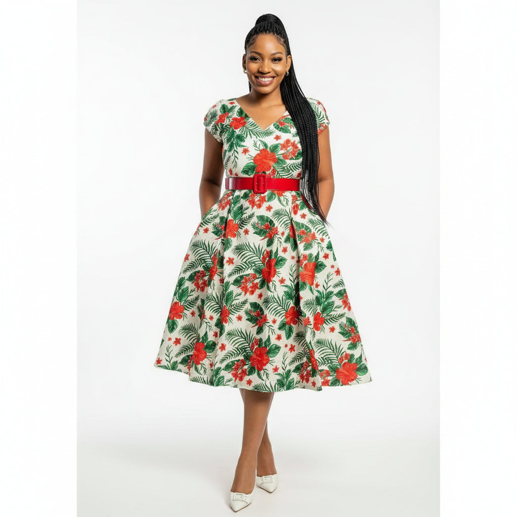 Elegant African Rockabilly Ankara Dress.