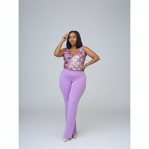 Detailed V-Neck Wireless Print Jumpsuit