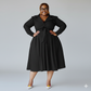 Plus Size Button Detailed With Waistbelt Midi Dress
