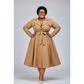 Plus Size Button Detailed With Waistbelt Midi Dress