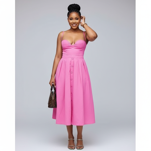 Sweetheart Spaghetti Straps Satin Pleat Midi Dress