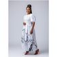 Plus Size Floral Puffy Sleeves Printed Maxi Dress