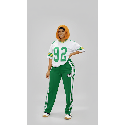 Printed "92" Short Sleeve Top and Long Pants Tracksuit Set