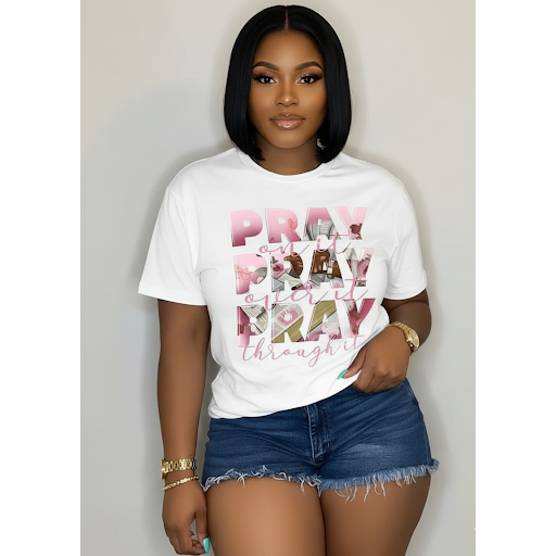 Embraided 'PRAY'  Print T-Shirt