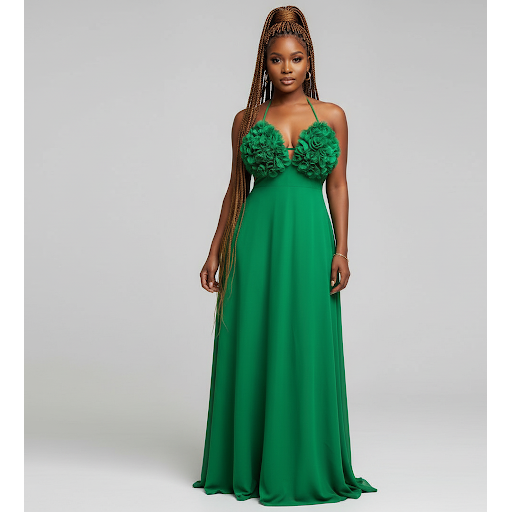 Sleeveless Halter Neck Elegant Design Chest Formal Dress