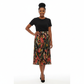Tropical Print Pleated Midi Skirt