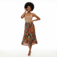 Tropical Print Pleated Midi Skirt