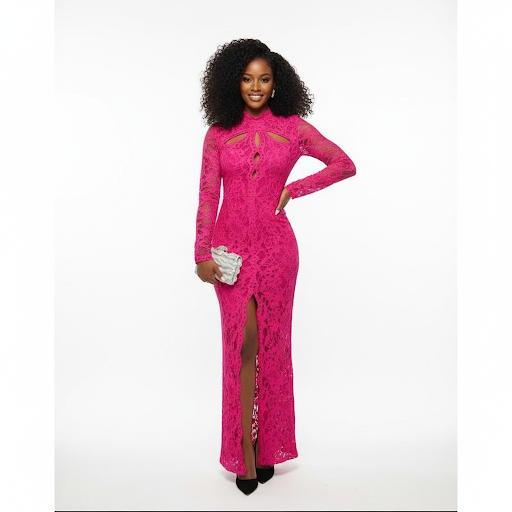 Elegant Lace Patchwork Lace Lace-up Slit V Neck Sexy Long Dress