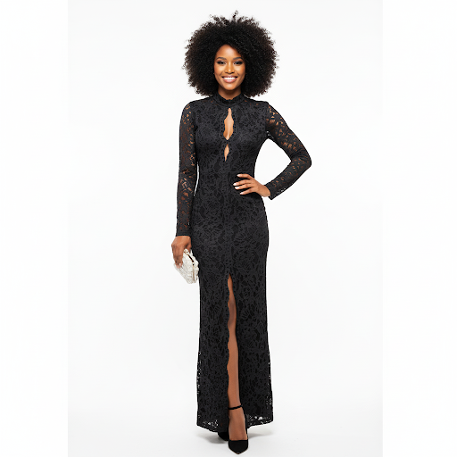 Elegant Lace Patchwork Lace Lace-up Slit V Neck Sexy Long Dress