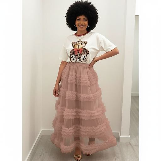 Spring Summer Fairy T Layered Tulle Cake Maxi Skirt