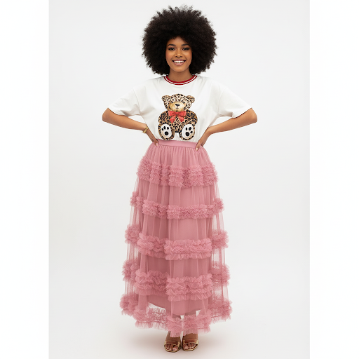 Spring Summer Fairy T Layered Tulle Cake Maxi Skirt