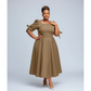 Plus Size Pleated Fashion Midi Dress