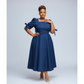 Plus Size Pleated Fashion Midi Dress