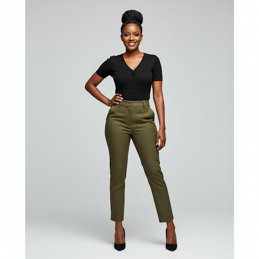 Stretchy Casual Slacks Straight Leg Work Pants with Pockets
