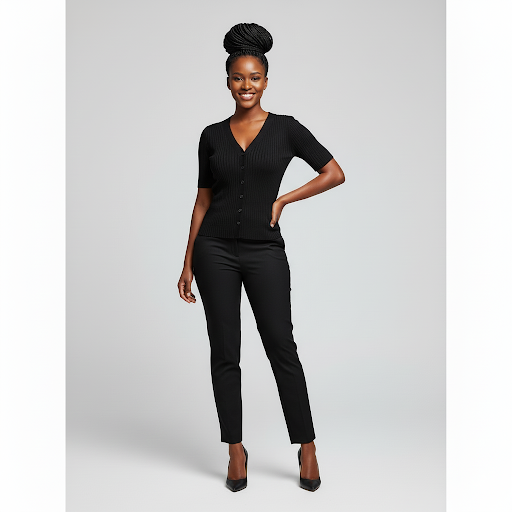 Stretchy Casual Slacks Straight Leg Work Pants with Pockets