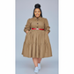 Plus Size Pleated Detailed Button Midi Dress